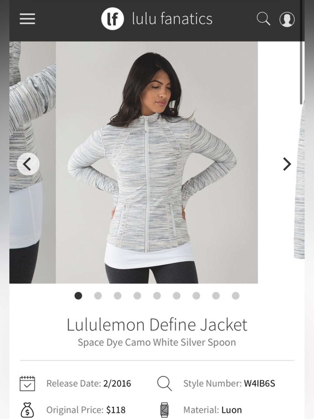 Lululemon Define Jacket-Space Dye Camo White Silver Spoon-Size 4
